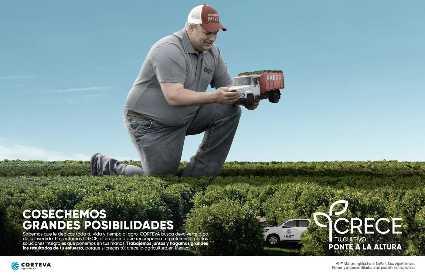 Key visual de CRECE que retrata a un productor de aguacate.