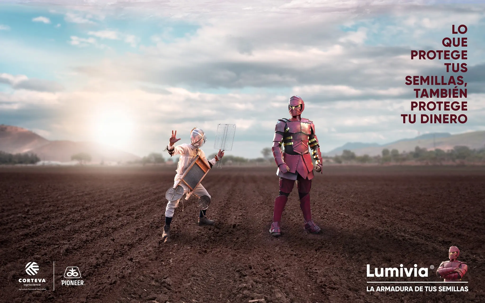 Key visual de la campaña Lumivia sobre la protección de las semillas y la inversión del productor.