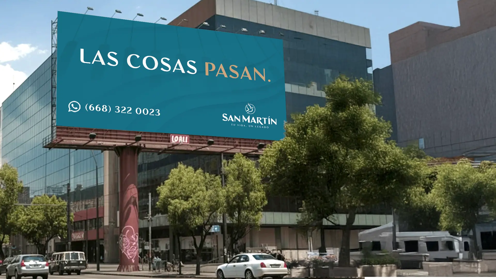 Mockup de campaña de San Martín Grupo Funerario: Cosas.