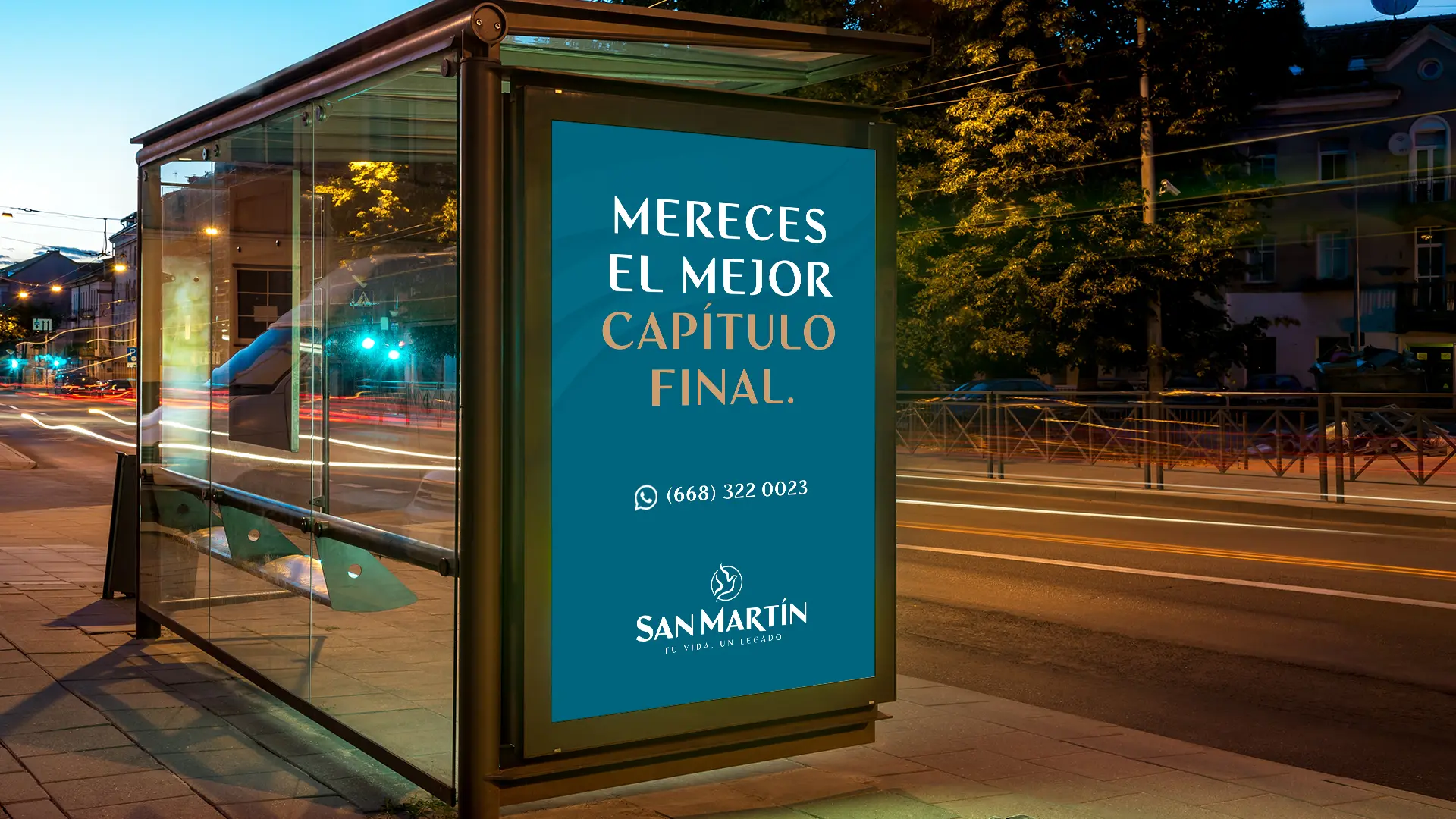 Mockup de campaña de San Martín Grupo Funerario: Parada.
