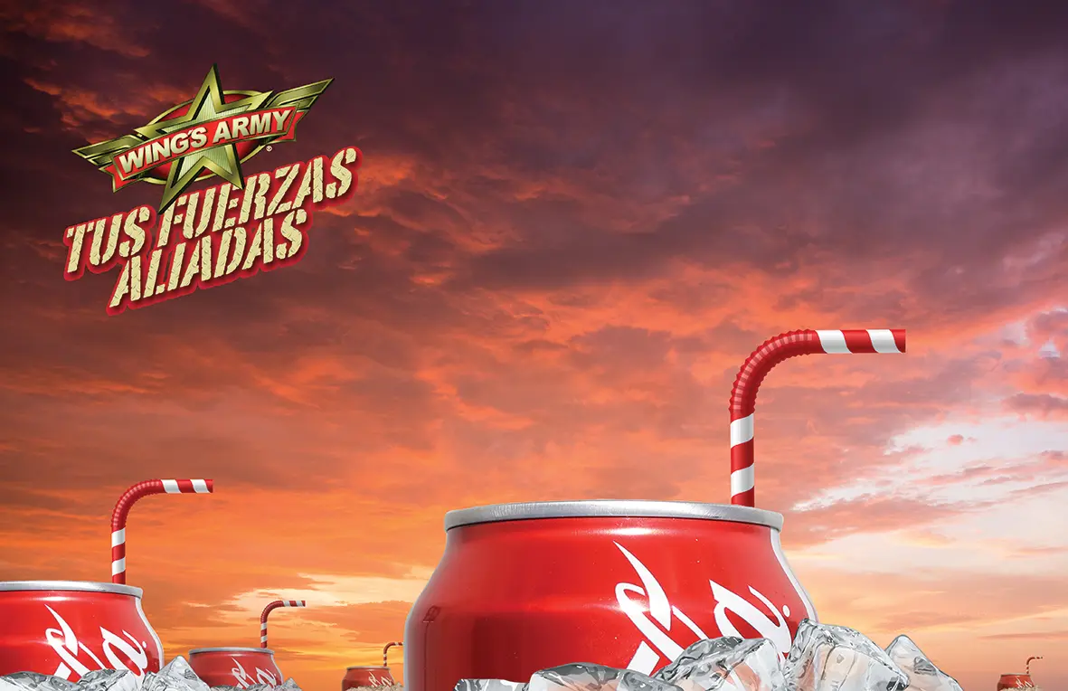 Key visual de Wings Army desarrollado en colaboración con Coca-Cola.